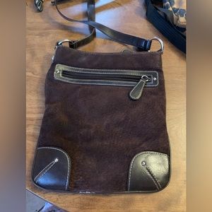 Dark brown leather crossbody bag